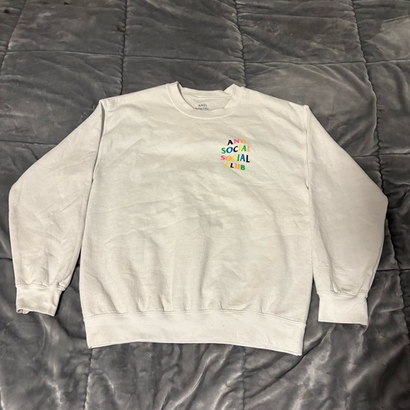 Anti Social, Social Club White Crewneck. Multicoloured Detail - Picture 2 of 8
